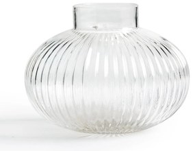 Ronde vaas in geribbeld glas H15 cm, Afa
