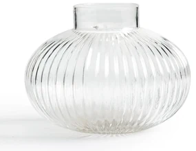 Ronde vaas in geribbeld glas H15 cm, Afa