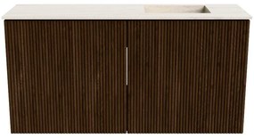 Mondiaz Joya DLux 80cm toiletmeubel walnut met wastafel faye rechts 1 kraangat meli