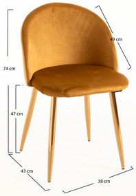 Set van 4 Vint Fluwelen Gouden Stoelen