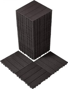 VEVOR Terrastegels, Set van 36, Balkontegels 295x295mm, Kliktegels, Kunststof Vloerbedekking voor Buiten, Terrasvloer voor Veranda, Zwembad, Balkon, Achtertuin, Donkerbruin