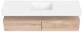 Zaro Alan badmeubel 170cm washed oak 2 lades met vrijhangende wastafel cloud midden 1 kraangat talc