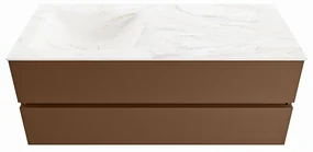 Mondiaz Vica DLux badmeubel 120cm rust 2 lades met wastafel ostra links zonder kraangat