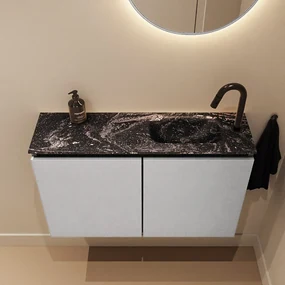 Mondiaz Ture DLux toiletmeubel 80cm plata met wastafel lava rechts met kraangat