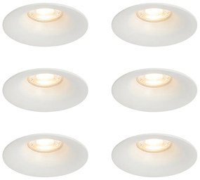 Set van 6 inbouwspots wit GU10 50mm - Gijs Modern GU10 rond Binnenverlichting Lamp