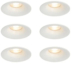 Set van 6 inbouwspots wit GU10 50mm - Gijs Modern GU10 rond Binnenverlichting Lamp
