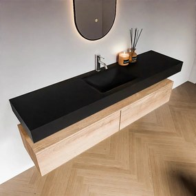 Zaro Alan badmeubel 180cm washed oak 2 lades met vrijhangende wastafel cloud midden 1 kraangat urban