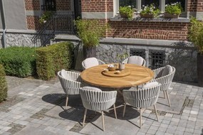 Taste by 4 Seasons Eva tuinset latte met teak Prado tafel Ø 160 cm en Lazy Susan Tuinset   beige weerbestendig