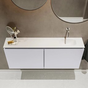 Mondiaz Ture 120cm toiletmeubel cale met wastafel talc rechts geen kraangat