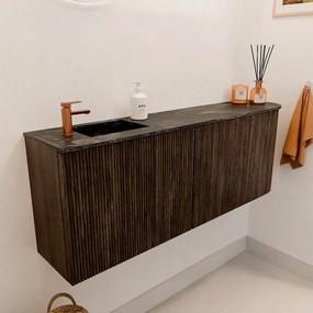 Mondiaz Joya DLux 110cm toiletmeubel ronding rechts walnut met wastafel faye links 1 kraangat lava