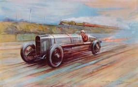 Kunstreproductie The aero-engined 12-cylinder Sunbeam, Crosby, Frederick Gordon (1885-1943)