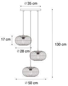 Oosterse hanglamp bamboe 3-lichts rond - AmiraOosters E27 Binnenverlichting Lamp