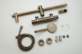 Saniclear Antique doucheset met thermostatische kraan, handdouche en glijstang verouderd messing