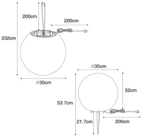 Moderne buiten hanglamp wit 35 cm IP65 - Nura Modern E27 IP65 Buitenverlichting bol / globe / rond