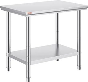 VEVOR RVS werktafel 60X90X80 cm Voedselbereiding voor maaltijdvoorbereiding, naaien, wassen, knutselen, garagegebruik, enz.