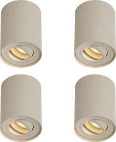 Set van 4 moderne opbouwspots beige GU10 50mm draai- en kantelbaar - Rondoo Up