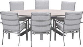 Garden Impressions Senja tuinset 7-delig valley sand - Tulli tuintafel 220x115 cm - light teak vironwood