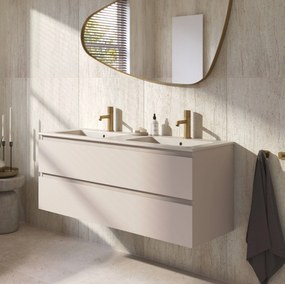 Ben Tendenza badmeubel incl. keramische wastafel met 2 kraangaten 120x46x52cm zand