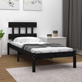 vidaXL Bedframe massief hout zwart 90x200 cm