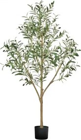 VEVOR Kunstolijfboom, 1,5 m met zwarte pot, kunstboom met natuurlijke houten stam en realistische groene bladeren en vruchten, kunstplant voor binnen, thuis, op kantoor en in de woonkamer