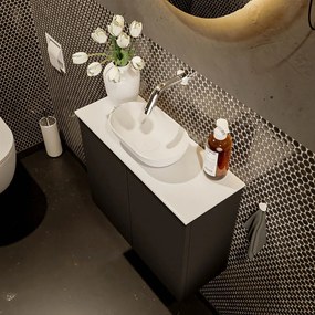 Mondiaz Fowy toiletmeubel 60cm urban met witte waskom midden zonder kraangat