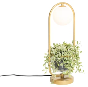 Art Deco tafellamp goud met wit glas - Isabella Art Deco, Design G9 ovaal Binnenverlichting Lamp