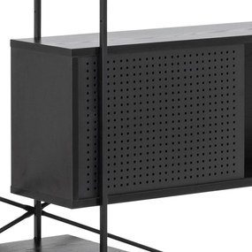 Zwarte Boekenkast Met Opbergruimte - 173x27x188cm.