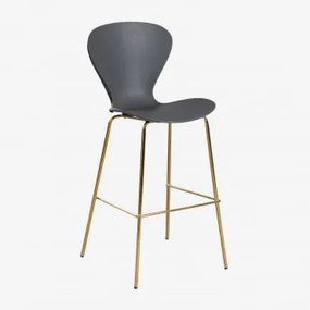 Taburete Alto Uit Donkergrijs & ↑76 Cm & Goud - Sklum