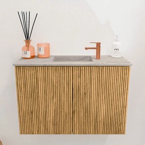 Mondiaz Joya DLux 60cm toiletmeubel oak met wastafel faye midden 1 kraangat glace