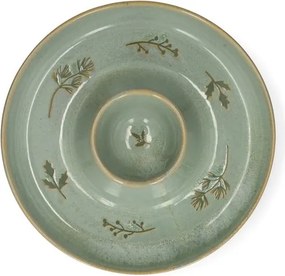 Dipschaal met takjes, reactief glazuur, groen, Ø24 cm