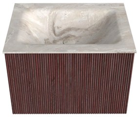 Mondiaz Kurve-dlux 60cm badmeubel ruby met 1 lade en wastafel cloud midden zonder kraangat frappe