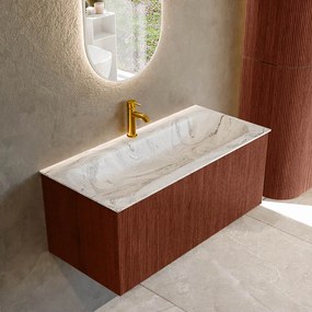 Mondiaz Kurve-dlux 100cm badmeubel ruby met 1 lade en wastafel big medium midden 1 kraangat glace