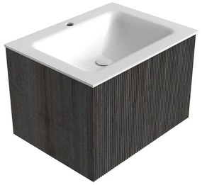 Mondiaz Kurve 60cm badmeubel shadow met 1 lade en wastafel cloud midden 1 kraangat