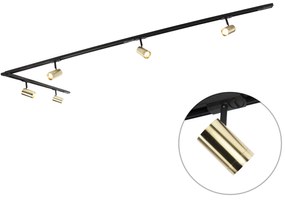 Modern railsysteem met 5 Spot / Opbouwspot / Plafondspots goud 1-fase - Iconic Jeana Modern GU10 Binnenverlichting Lamp