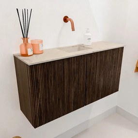 Mondiaz Joya DLux 80cm toiletmeubel walnut met wastafel faye midden zonder kraangat frappe