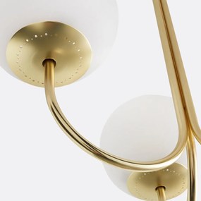 Hanglamp in messing en opaline glas, Moricio