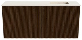 Mondiaz Joya DLux 90cm toiletmeubel walnut met wastafel faye rechts 1 kraangat meli