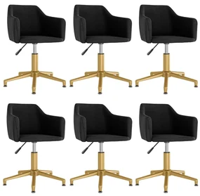 vidaXL Eetkamerstoelen draaibaar 6 st fluweel zwart