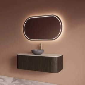 Gliss Design Alluro badmeubel ribbelfront met ronding links/rechts 120cm charcoal en wit marmer toppaneel