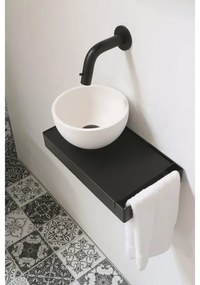 Ink Jazz XS toiletmeubel frame mat zwart plateau mat zwart waskom links polystone 20cm mat wit