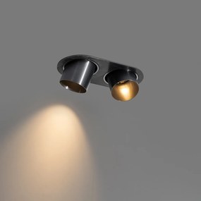 Afgeronde inbouwspot gunmetal GU10 50mm 2-lichts - Installa