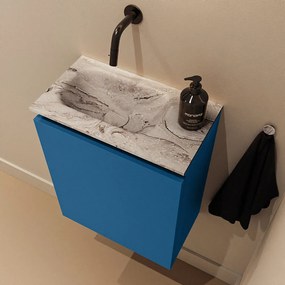 Mondiaz Ture DLux toiletmeubel 40cm jeans met wastafel glace links zonder kraangat