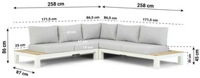 Loungeset 5 personen Aluminium/Teak Wit Lifestyle Garden Furniture Ravalla