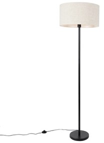 Vloerlamp zwart met kap lichtgrijs 50 cm - Simplo