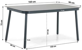 Tuinset 4 personen 160 cm Aluminium/rope Taupe Lifestyle Garden Furniture Catalone/Tavano