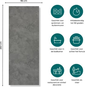 SPC Betonlook Wandpaneel MAT Dark 260x96x0.3cm | Badkamer Wandpanelen