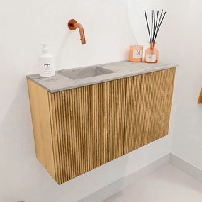 Mondiaz Joya DLux 70cm toiletmeubel oak met wastafel faye links zonder kraangat glace
