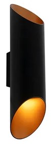 Moderne wandlamp zwart met gouden binnenkant 9,6 cm- Organo Modern GU10 cilinder / rond Binnenverlichting Lamp