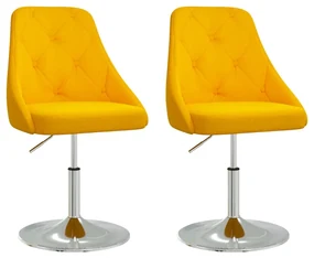 vidaXL Eetkamerstoelen draaibaar 2 st stof geel