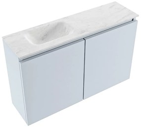 Mondiaz Ture DLux toiletmeubel 80cm clay met wastafel opalo links met kraangat